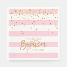 Rand Pastel ROSA Guld GIRL BAPTISM Luncheon Pappersservett