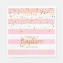 Rand Pastel ROSA Guld GIRL BAPTISM Luncheon