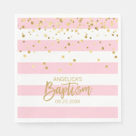 Rand Pastel ROSA Guld GIRL BAPTISM Luncheon Pappersservett