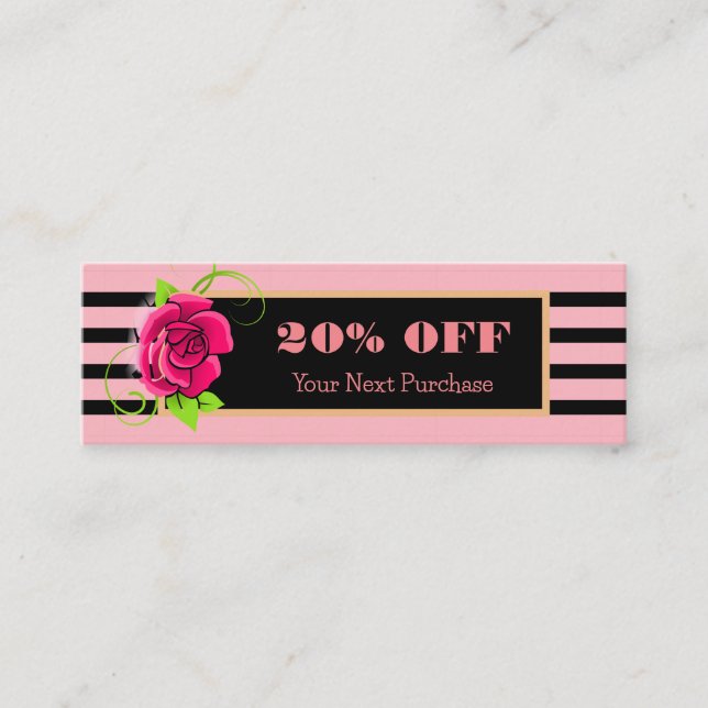 Rand rabatt på Classy Guld Ram Rosa ros Mini Visitkort (Framsida)