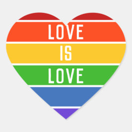 Rand Rainbow White Kärlek är Kärlek Hjärtformat Klistermärke