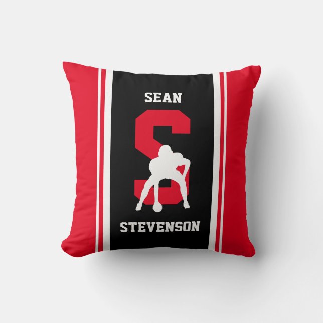 Rand Red and Black Football Dekorativ kudde (Framsida)