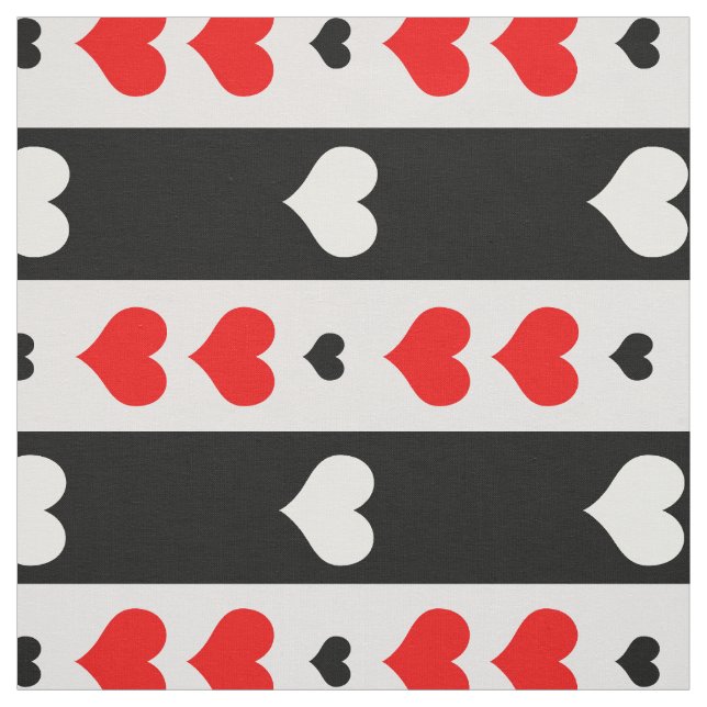 Rand Red Black White Heares Textile Tyg (Provkarta)