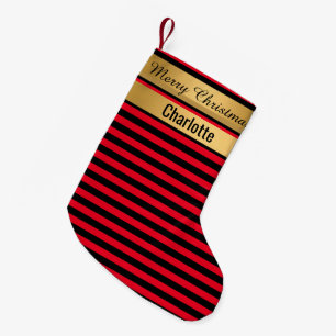 RAND Red Jul Stocking GULD DUBBLA SiDED Liten Julstrumpa