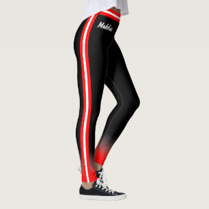 Rand Redigera Färg och Namn på BLACK på tre sid Leggings
