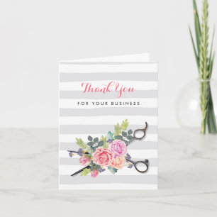 Rand Rosa Blommigt Hair Salon Tack Kort