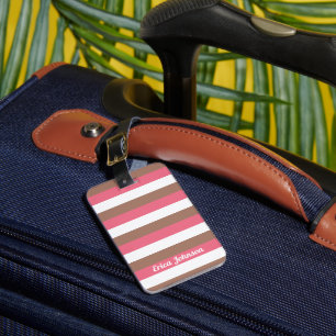 Rand Rosa Brown White Personalize Bagagebricka