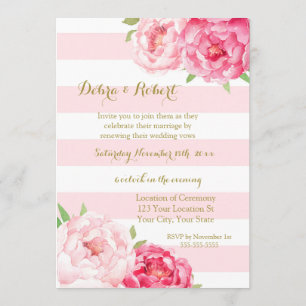 Rand Rosa Flowers Vow Renewal Call Inbjudningar