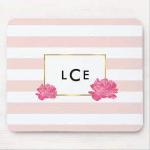 Rand & Rosa Peony Monogram Mousepad Musmatta