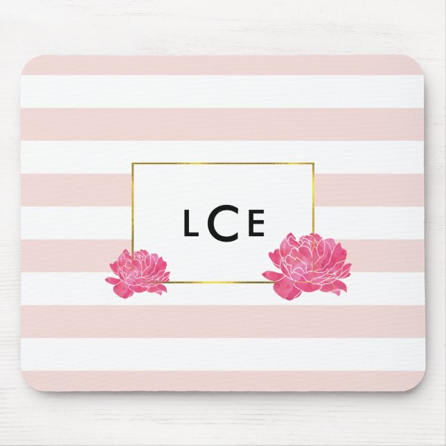  Rand & Rosa Peony Monogram Mousepad Musmatta (Framsidan)