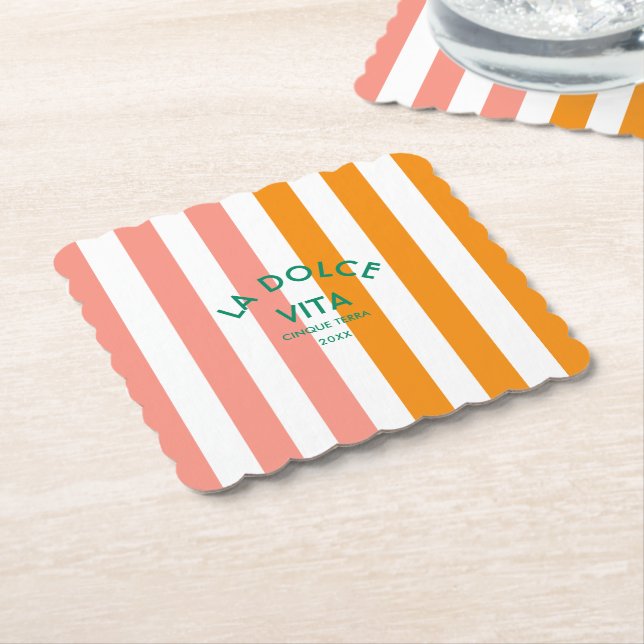 Rand-rundan i La Dolce Vita Cinque Terra Cabana Underlägg Papper (Vinklad)