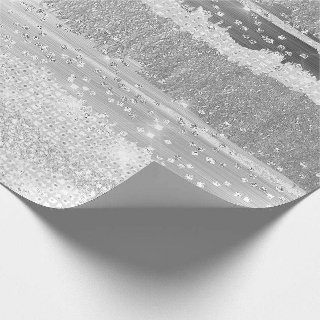 RAND SILVER GRÅTT GLITTER BRÖLLOP MÖHIPPA Stroper Presentpapper (Hörn)