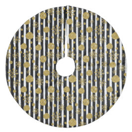 Rand, Snöflingor och snöbullar Julgransmatta Fleece