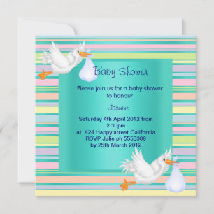 RAND STORK TEAL BABY SHOWER ANBUD INBJUDNINGAR