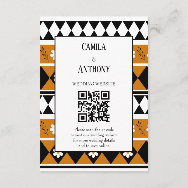 Rand Strip Blomma Diamant Boho Blommönster Tilläggskort (Framsida)