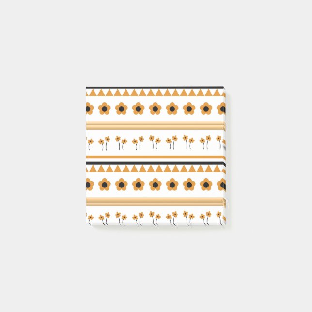 Rand Strip Blomma Triangel Boho Mönster Post-it Block (Framsida)