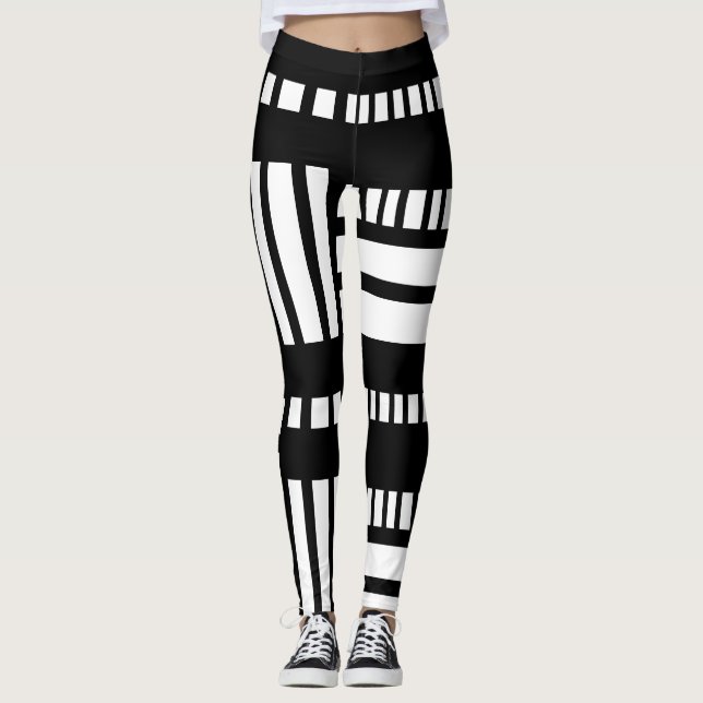 Rand.Svartvit 01 Leggings (Framsida)