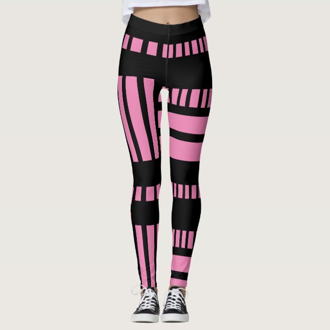 Rand.Svartvit 01 Rosa BG Leggings (Framsida)