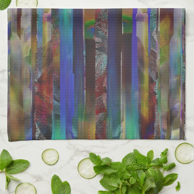 Rand, Torn, den digitala färgaden struktur Kökshandduk (Vikta)