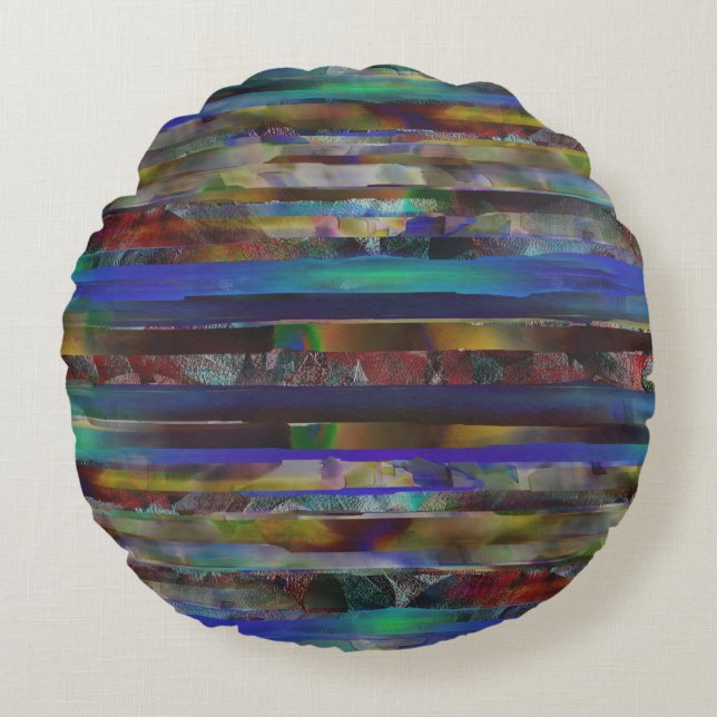 Rand, Torn, den digitala färgaden struktur Rund Kudde (Framsidan)