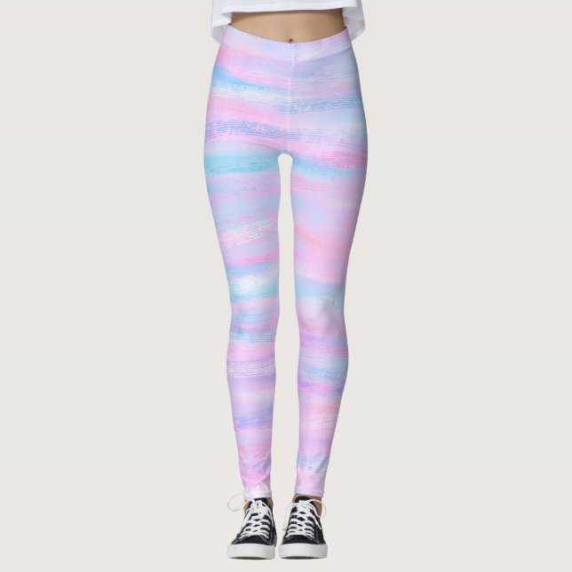 Rand Turkos Rosa Lila Leggings (Framsida)