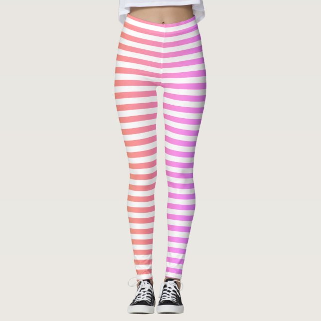 Rand Vågrät Rosa Peach White Classic Leggings (Framsida)