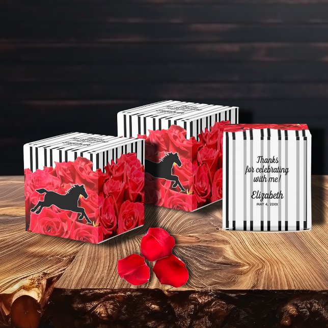 Rand Watercolor Ro Derby Horse 2" Presentaskar (2" square favor boxes with your personalization on the top, shipped flat.)