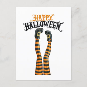 Rand Witch Leg Tights som lagrar Happy halloween Helg Vykort