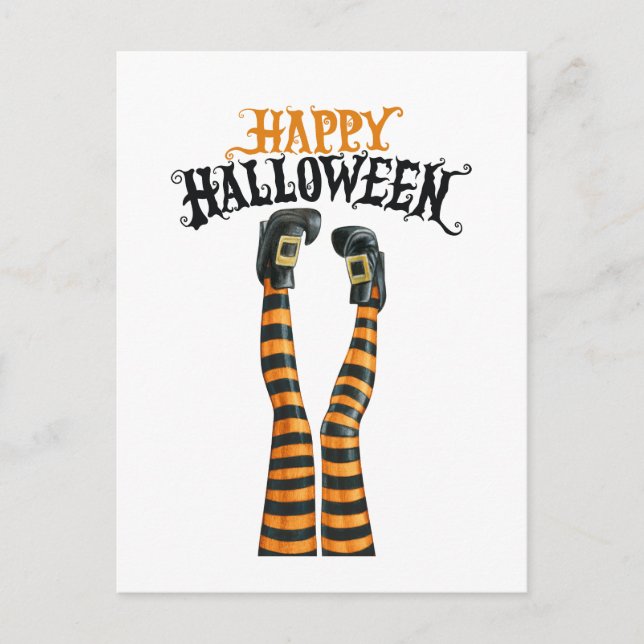 Rand Witch Leg Tights som lagrar Happy halloween Helg Vykort (Framsida)