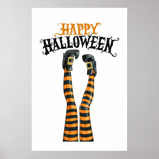 Rand Witch Leg Tights som lagrar Happy halloween Poster (Framsidan)
