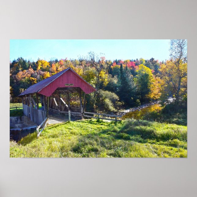 Randall Covered Bridge på hösten, Vermont Poster (Framsidan)