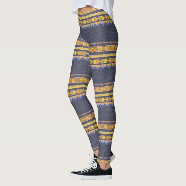 Randar av beställnings- färg för geometriska leggings (Vänster)