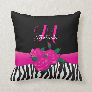 Randar för djur för shock rosarosebra kudde