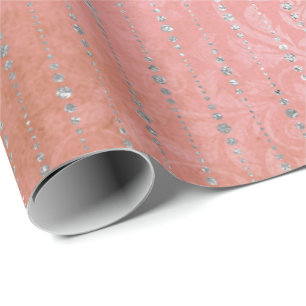 Randar för grått för korallsilverpersika pricke presentpapper