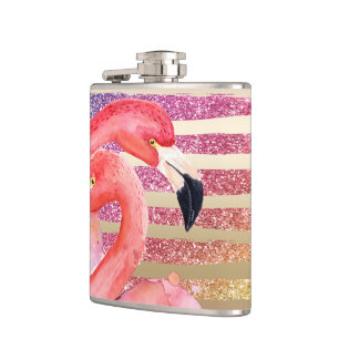 Randar för guld för vattenfärgFlamingosglitter Fickplunta