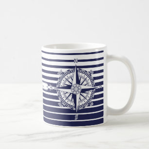 Randar för kompassroblått kaffemugg