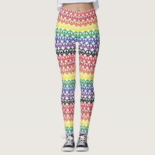 Randar för regnbåge för fredsymbol mång- leggings