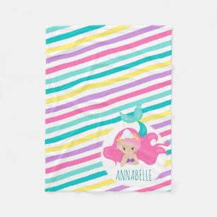 Randar för sjöjungfruPrincess Lura Rosa Lila Slösa Fleecefilt