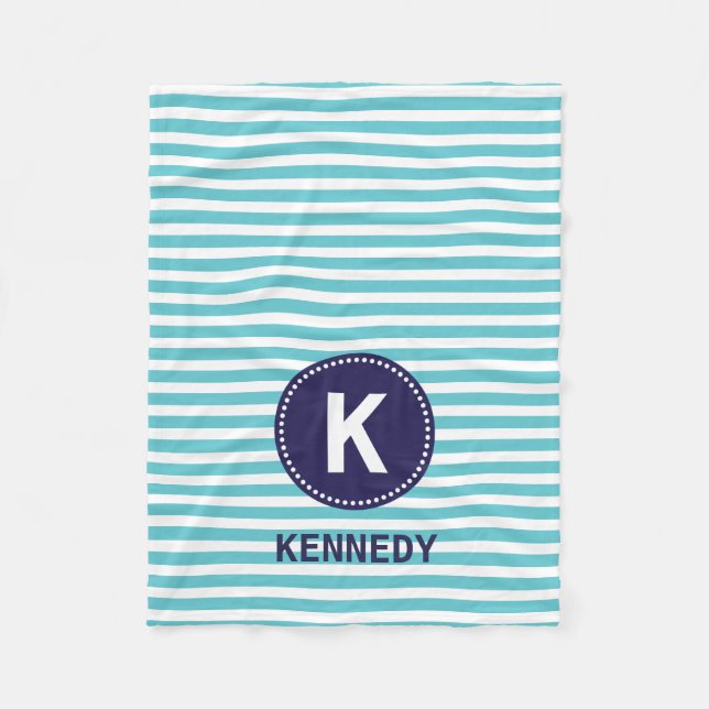 Randar för vit för Monogramfiltkricka och Fleecefilt (Framsidan)