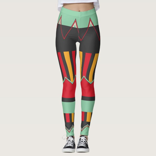 Randar och vinkar i retro färger leggings (Framsida)