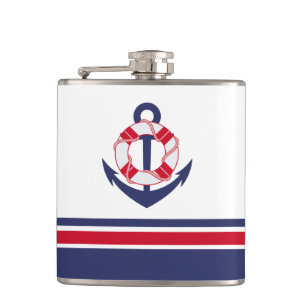 Randen Navy och Red Nautical Fickplunta