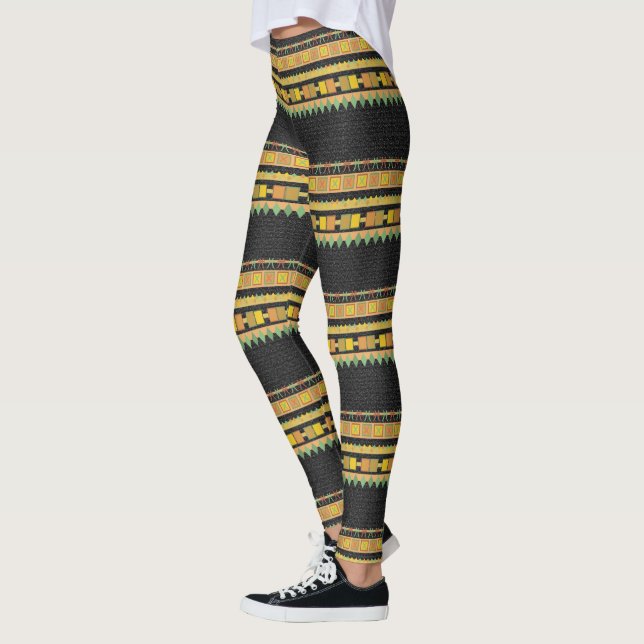Ränder av geometriska symboler anpassad färg leggings (Vänster)