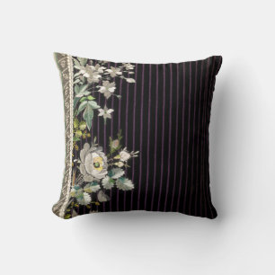 Ränder Blommigt Vintage Elegant Brocade Pin Rand Kudde
