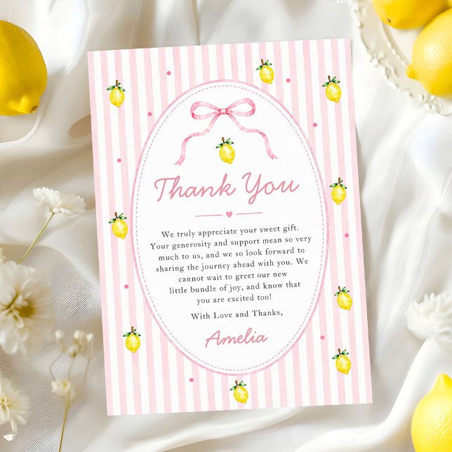 Ränder Citron Baby Shower Tacksamhetskort (Skapare uppladdad)