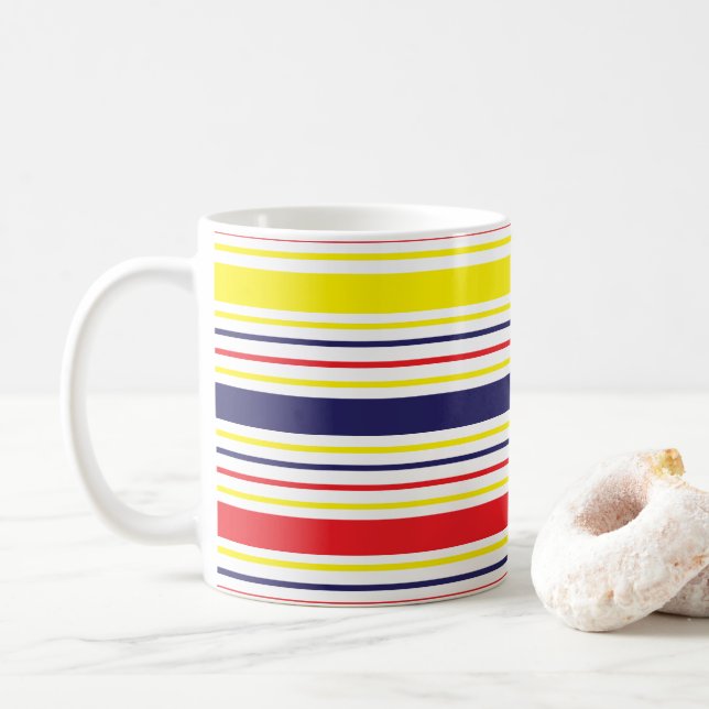 Ränder Gul Blå Röd  Kaffemugg (Med munk)