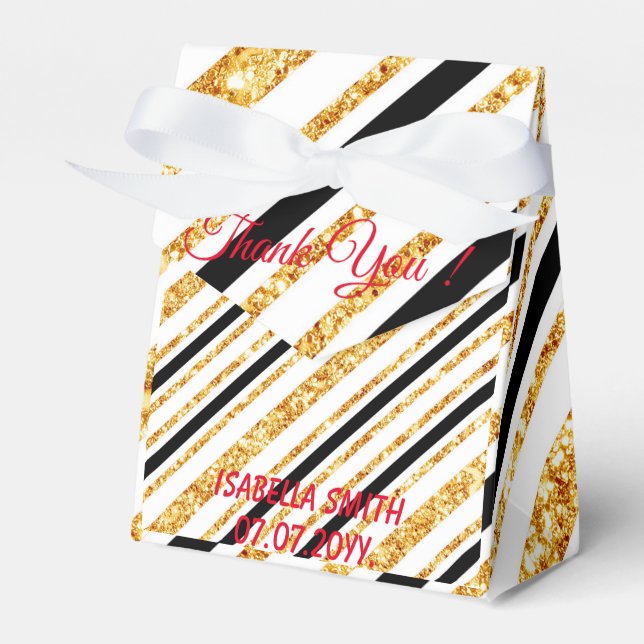 Ränder Guld Glitter Svart Boho Populär Kollektion Presentaskar (Framsidan Sidan)