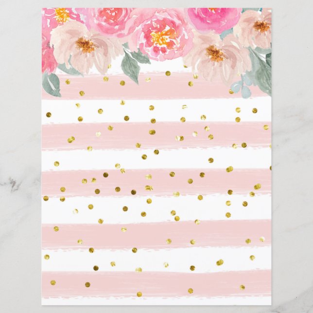 Ränder/Guld Konfetti Scrapbookpapper (Framsida)