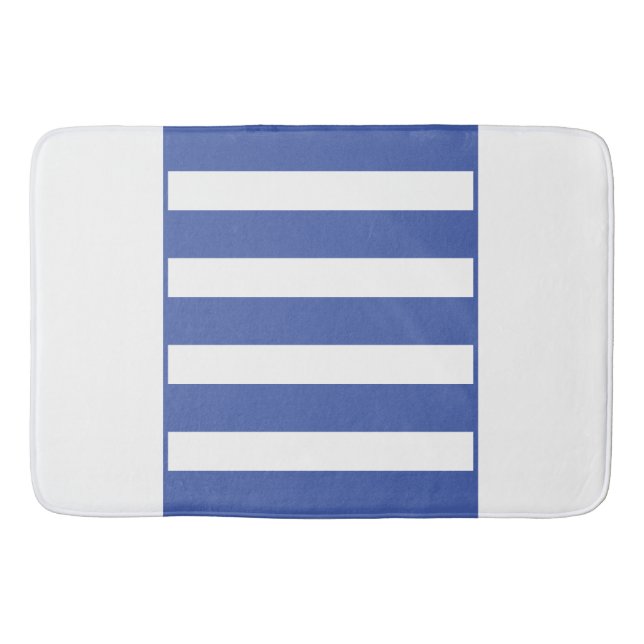 Ränder i mitten. Mellanblå och vit. Badrumsmatta (Framsidan)