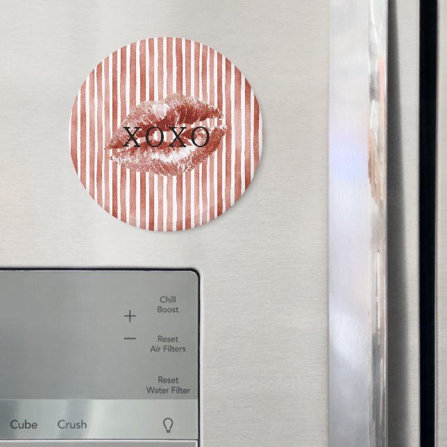 Ränder Röda Läppar Kyss XOXO  Magnet (In Situ (Fridge))