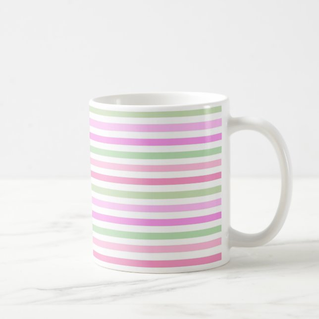 Ränder, rosa, grön kaffemugg (Höger)